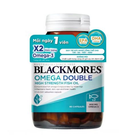 Dầu Cá Blackmores Omega Double High Strength Fish Oil - Hỗ Trợ & Bảo Vệ Tim Mạch/Thị Lực/Não Bộ (Tem Phụ)