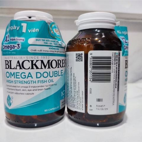 Dầu Cá Blackmores Omega Double High Strength Fish Oil - Hỗ Trợ & Bảo Vệ Tim Mạch/Thị Lực/Não Bộ (Tem Phụ)