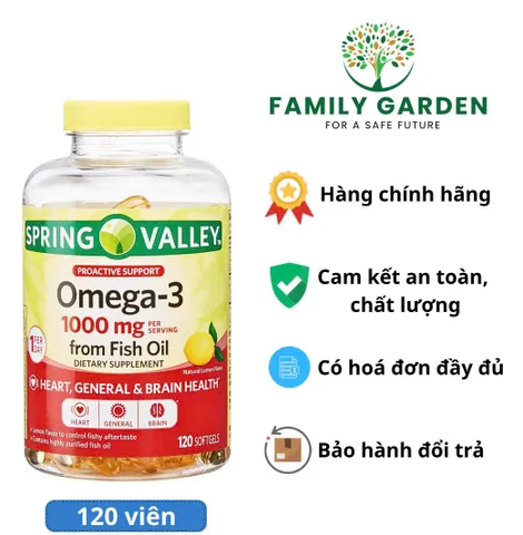 Sản phẩm giúp hỗ trợ chức năng não bộ, tim mạch - Spring Valley Omega-3 500mg (120 viên)