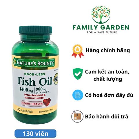 Viên uống dầu cá Mỹ Nature's Bounty Fish Oil 1400mg Omega-3 980mg (130 viên)