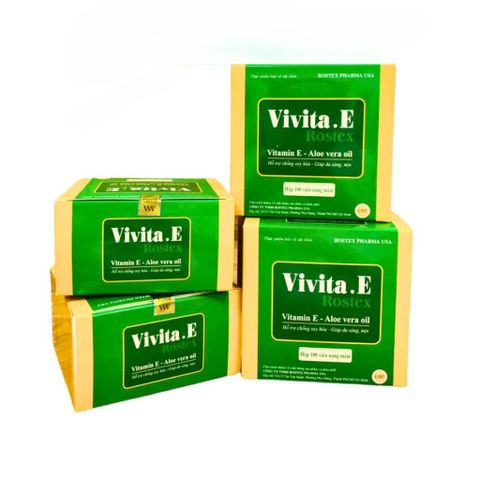 Viên Uống Vivita.E Rostex Hỗ Trợ Bổ Sung Vitamin E Dưỡng Da Sáng Mịn, Chống Oxy Hóa - Hộp 100 Viên [Màu Xanh]