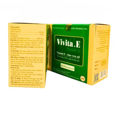 Viên Uống Vivita.E Rostex Hỗ Trợ Bổ Sung Vitamin E Dưỡng Da Sáng Mịn, Chống Oxy Hóa - Hộp 100 Viên [Màu Xanh]