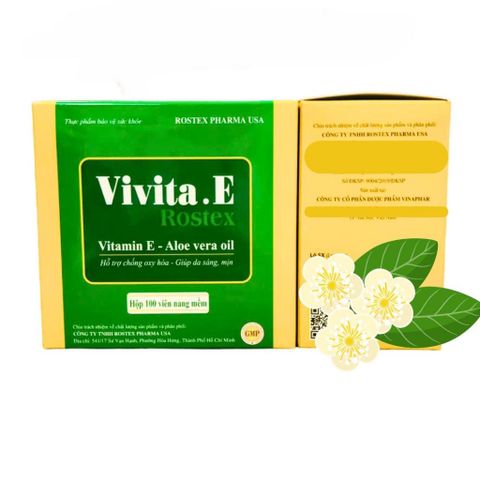 Viên Uống Vivita.E Rostex Hỗ Trợ Bổ Sung Vitamin E Dưỡng Da Sáng Mịn, Chống Oxy Hóa - Hộp 100 Viên [Màu Xanh]