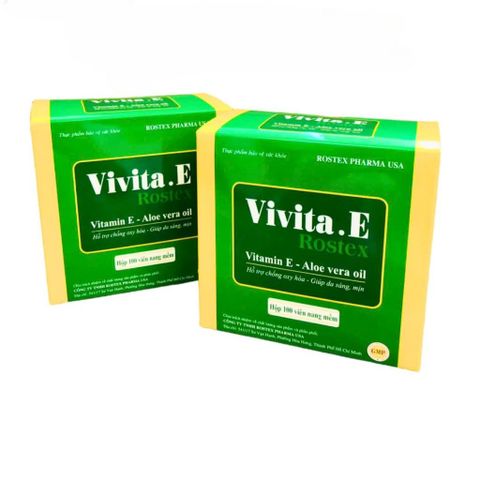 Viên Uống Vivita.E Rostex Hỗ Trợ Bổ Sung Vitamin E Dưỡng Da Sáng Mịn, Chống Oxy Hóa - Hộp 100 Viên [Màu Xanh]