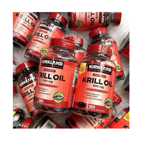 Viên uống Kirkland Signature Krill Oil 500mg - Hỗ trợ sức khỏe tim mạch, chiết xuất từ nhuyễn thể Nam Cực, 160 viên. 766242