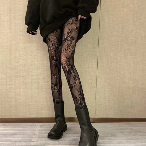 Quần Tất Lưới Lolita Họa Tiết Hoa Hồng Gợi Cảm Sang Chảnh Vớ Nữ Che Khuyết Điểm Thon Chân Sexy Quyến Rũ - T914 Đen