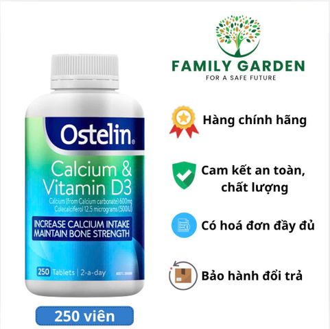 Viên uống bổ sung canxi cho bà bầu - Ostelin Calcium & Vitamin D3 250 viên hàng Úc