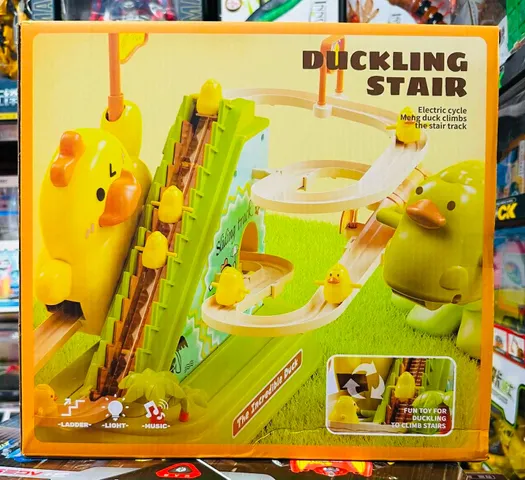 Đồ chơi cầu trượt vịt vàng âm nhạc, ánh sáng, bộ 3 tầng + 6 vịt Duck track
