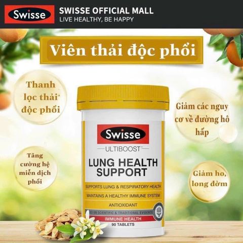 Swisse Lung Health Support hỗ trợ tăng cường hệ hô hấp bổ phổi 90 viên Úc