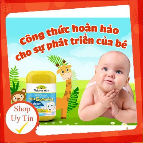 Kẹo Dẻo Canxi Cho Bé Nature’s Way Kids Smart Vita Gummies Calcium + Vitamin D 60 Viên
