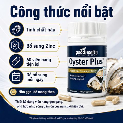 Viên Hỗ Trợ Bổ Sung Kẽm Goodhealth Oyster Plus 60 viên - Hàu Biển Tăng Cường Sức Khỏe Nam Nữ