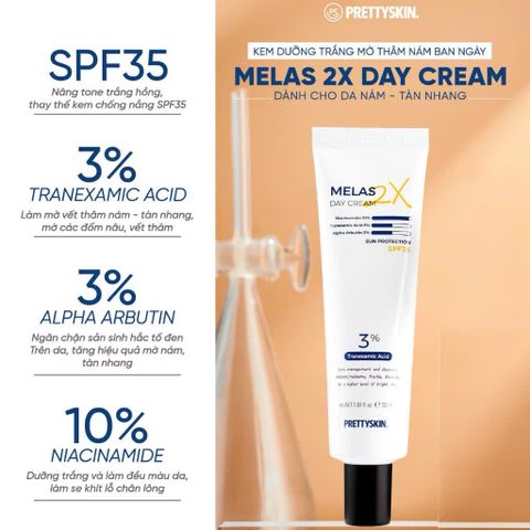 (Hàn Quốc) Bộ Sản phẩm Khắc Phục Nám Sáng Da PrettySkin Giảm Nám Trắng Da Ban Đêm Ban Ngày Dưỡng Da Trắng Sáng