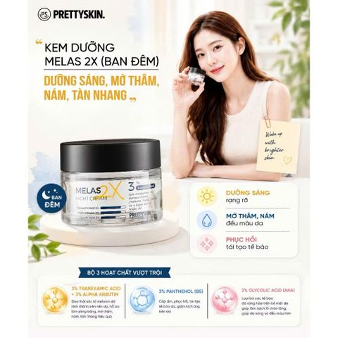(Hàn Quốc) Bộ Sản phẩm Khắc Phục Nám Sáng Da PrettySkin Giảm Nám Trắng Da Ban Đêm Ban Ngày Dưỡng Da Trắng Sáng