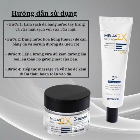 (Hàn Quốc) Bộ Sản phẩm Khắc Phục Nám Sáng Da PrettySkin Giảm Nám Trắng Da Ban Đêm Ban Ngày Dưỡng Da Trắng Sáng
