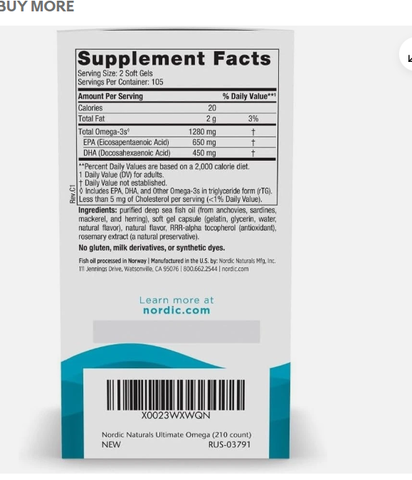 60 viên 1280 mg Nordic Naturals Ultimate Omega 60 viên - Omega-3 hàm lượng cao hỗ trợ tim mạch và não bộ Nordic Naturals Ultimate Omega 2X