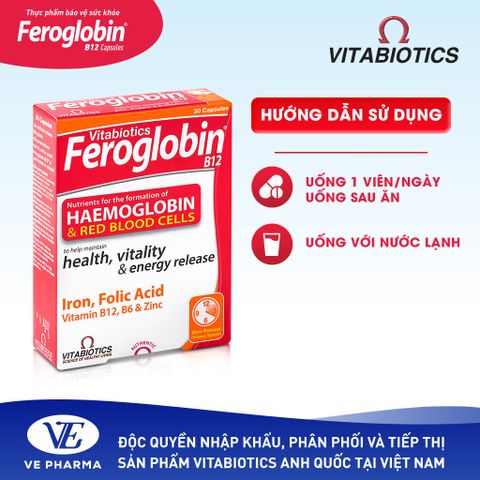 TPBVSK FEROGLOBIN B12 CAPSULES - Bổ Sung Sắt, Hỗ Trợ Tăng Khả Năng Tạo Máu (30 Viên) - Thương Hiệu Vitabiotics