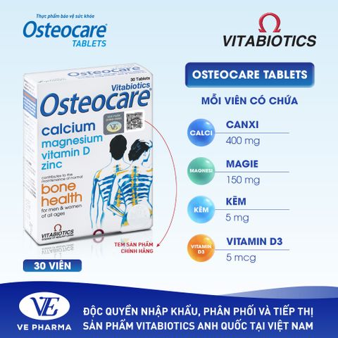 Thực Phẩm Bảo Vệ Sức Khỏe OSTEOCARE Tablets Hỗ Trợ Xương Chắc Khỏe Hộp 30 Viên Vitabiotics