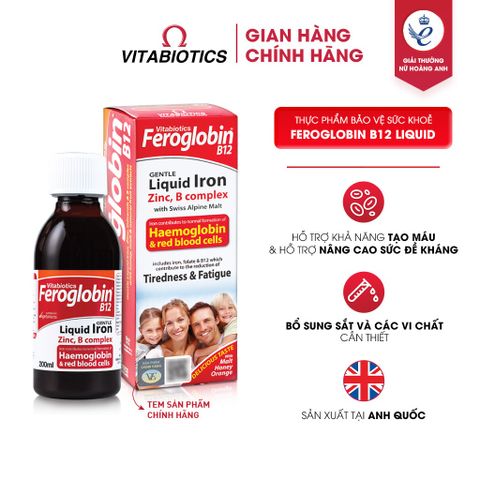 Thực Phẩm Bảo Vệ Sức Khỏe FEROGLOBIN B12 Liquid Hỗ Trợ Tăng Khả Năng Tạo Máu 200ml Vitabiotics