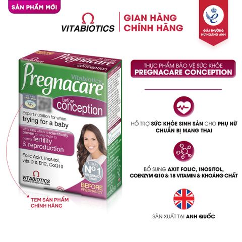 TPBVSK PREGNACARE CONCEPTION Bổ Sung Vitamin & Khoáng Chất Cho Phụ Nữ Chuẩn Bị Mang Thai 30 viên Vitabiotics