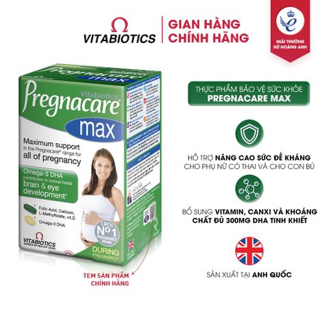 Thực Phẩm Bảo Vệ Sức Khoẻ PREGNACARE MAX Hỗ Trợ Bổ Sung Vitamin,Khoáng Chất Cho Phụ Nữ Mang Thai &Cho Con Bú Vitabiotics