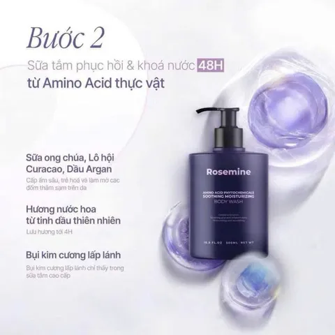 Sữa tắm Rosemine Amino Acid Phytochemicals Soothing Moisturizing 500ml 