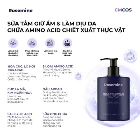 Sữa tắm Rosemine Amino Acid Phytochemicals Soothing Moisturizing 500ml 