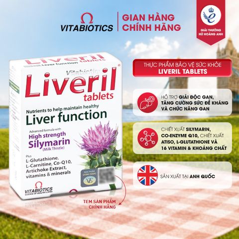 Thực Phẩm Bảo Vệ Sức Khoẻ LIVERIL TABLETS Hỗ Trợ Giải Độc Gan Hộp 30 Viên Vitabiotics