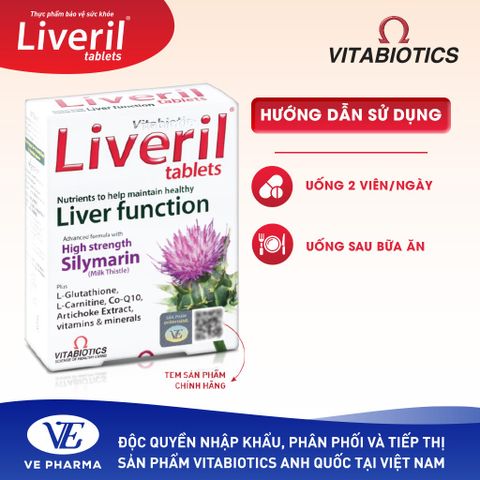 Thực Phẩm Bảo Vệ Sức Khoẻ LIVERIL TABLETS Hỗ Trợ Giải Độc Gan Hộp 30 Viên Vitabiotics