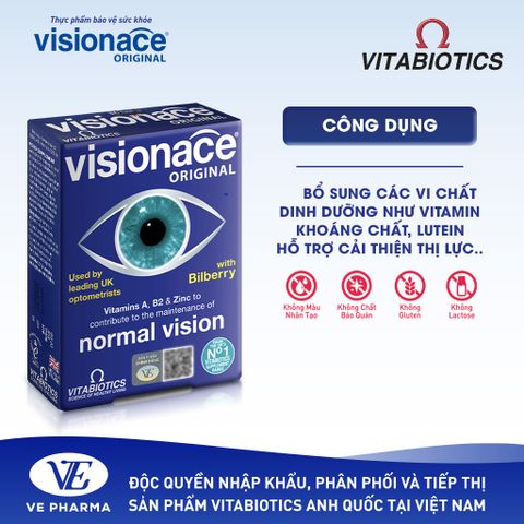 Thực Phẩm Bảo Vệ Sức Khỏe VISIONACE ORIGINAL Hỗ Trợ Cải Thiện Thị Lực Hộp 30 Viên Vitabiotics