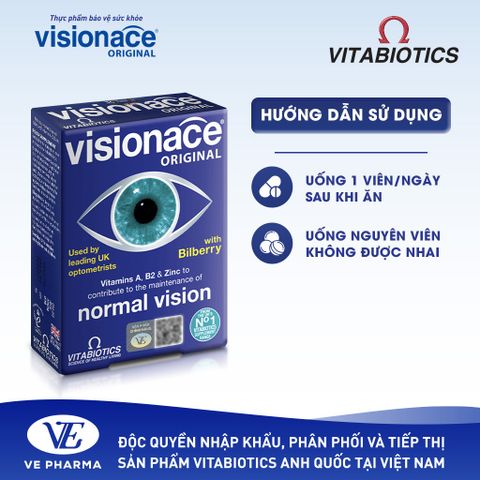 Thực Phẩm Bảo Vệ Sức Khỏe VISIONACE ORIGINAL Hỗ Trợ Cải Thiện Thị Lực Hộp 30 Viên Vitabiotics