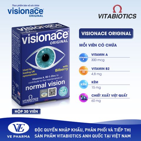 Thực Phẩm Bảo Vệ Sức Khỏe VISIONACE ORIGINAL Hỗ Trợ Cải Thiện Thị Lực Hộp 30 Viên Vitabiotics