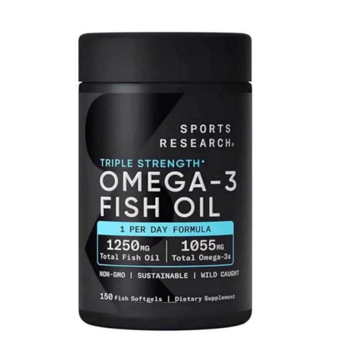 Dầu Cá Sports Research Triple Strength Omega-3 Fish Oil 150 viên - Tăng Cường Chức Năng Não Bộ/Tim Mạch/Thị Lực - SP Chuẩn Mỹ