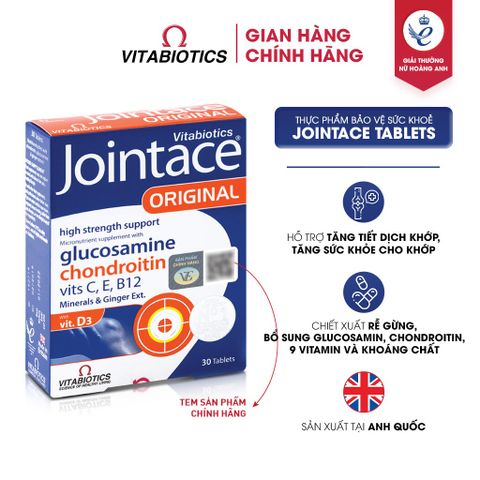 Thực Phẩm Bảo Vệ Sức Khỏe JOINTACE TABLETS Hỗ Trợ Tăng Tiết Dịch và Tăng Sức Khỏe Cho Khớp Hộp 30 viên Vitabiotics