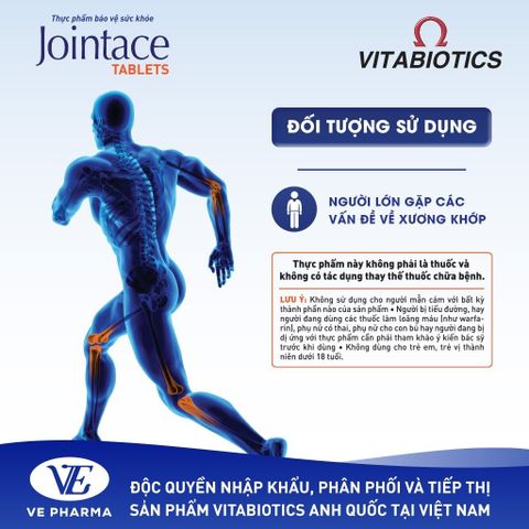 Thực Phẩm Bảo Vệ Sức Khỏe JOINTACE TABLETS Hỗ Trợ Tăng Tiết Dịch và Tăng Sức Khỏe Cho Khớp Hộp 30 viên Vitabiotics