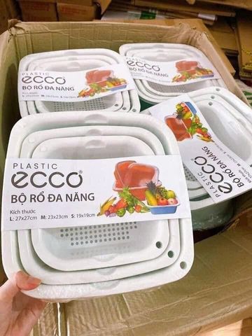 Bộ Thau Rổ Nhựa Vuống Ecoco 6 món