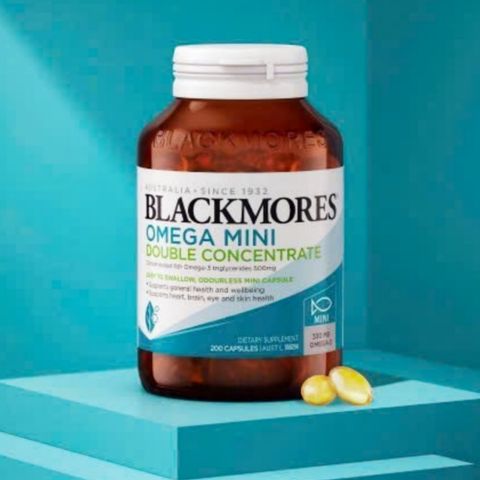 Dầu Cá Blackmores Omega Mini Double Concentrate - Hỗ Trợ Chức Năng Tim Mạch/Thị Lực/Não Bộ 