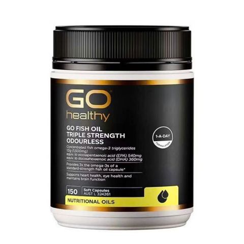 Dầu Cá Không Mùi Go Healthy Go Fish Oil Triple Strength Odourless 150 viên - Tăng Cường Chức Năng Não Bộ/Tim Mạch/Thị Lực