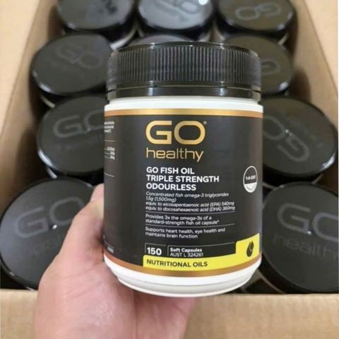 Dầu Cá Không Mùi Go Healthy Go Fish Oil Triple Strength Odourless 150 viên - Tăng Cường Chức Năng Não Bộ/Tim Mạch/Thị Lực