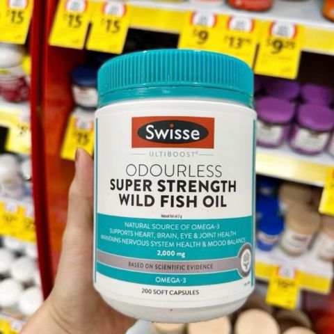 Dầu Cá Không Mùi Swisse Ultiboost Odourless High Strength Wild Fish Oil 1500 mg & 2000 mg - Hỗ Trợ Sức Khỏe Tim Mạch/Thị Lực/Não Bộ