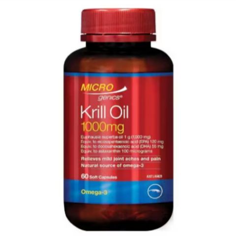 Viên uống Dầu Nhuyễn Thể Microgenics Red Krill Oil 1000 mg - Hỗ Trợ Sức Khỏe Tim Mạch/Não Bộ & Khớp - S/P Chuẩn Úc