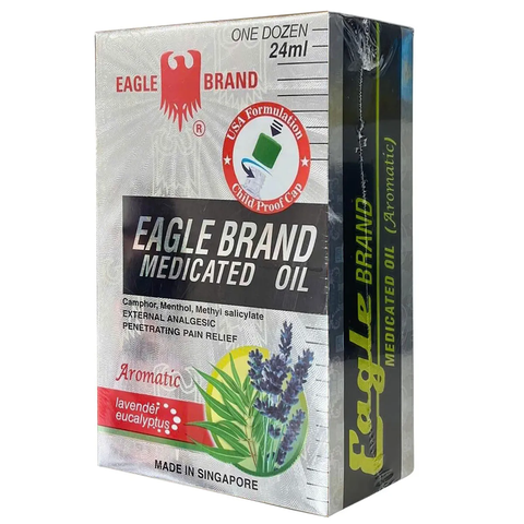 Dầu gió trắng con ó 2 nắp Eagle Brand Medicated Oil 24ml Mỹ set 12 chai/hộp lớn