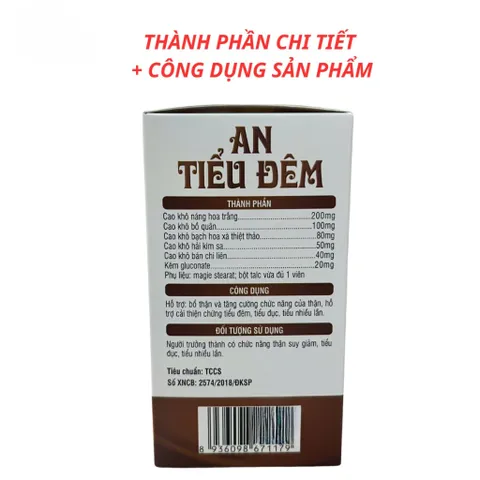 AN TIỂU ĐÊM Chiết Xuất Náng Hoa Trắng, Bồ Quân - Tăng Cường Chức Năng Thận (30 Viên)
