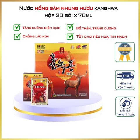 Nước Hồng Sâm Nhung Hươu Kwanghwa Hàn Quốc Hộp 30 Gói x 70ml Hỗ Trợ Bồi Bổ Cơ Thể