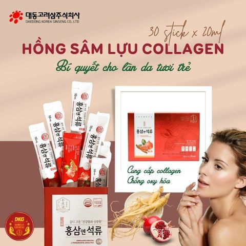 2G - Collagen Hồng Sâm Lựu Glutathione 30 Gói Stick x 10ml Hỗ Trợ Chăm Sóc Da Khỏe Đẹp, Giảm Nám và Lão Hóa Da
