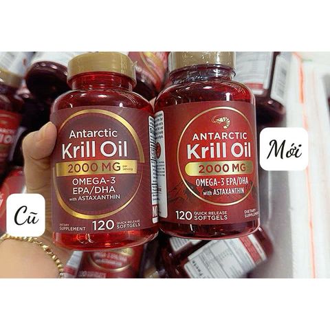 Dầu Nhuyễn Thể Vitamins Khoáng Chất Antarctic Krill Oil 2000mg Lọ 120 Viên Omega-3 EPA, DHA Hàng USA