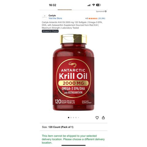 Dầu Nhuyễn Thể Vitamins Khoáng Chất Antarctic Krill Oil 2000mg Lọ 120 Viên Omega-3 EPA, DHA Hàng USA