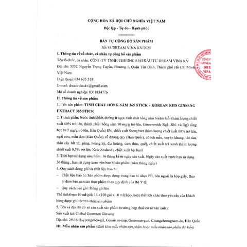 Tinh Chất Hồng Sâm 365 Stick - Korean Red Ginseng Extract 365 Stick