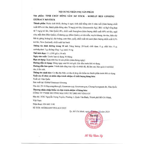 Tinh Chất Hồng Sâm 365 Stick - Korean Red Ginseng Extract 365 Stick