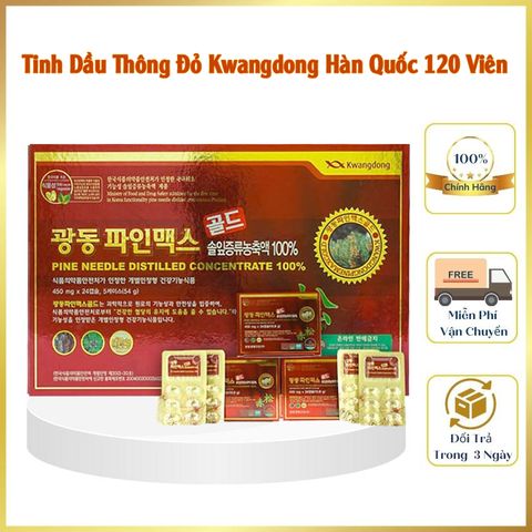 Tinh Dầu Thông Đỏ Kwangdong Hàn Quốc 120 Viên Hỗ Trợ Mỡ Máu, Tiểu Đường, Huyết Áp Tim Mạch Hiệu Quả