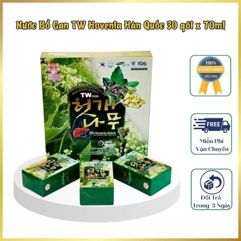 Nước Bổ Gan TW Hovenia Cao Cấp Hàn Quốc, Hộp 30 Gói x 70ml Giúp Thanh Nhiệt Giải Độc Cơ Thể